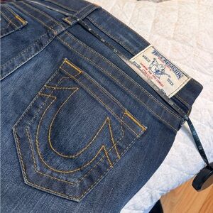 True Religion navy blue denim jeans size 28 straight leg brand new